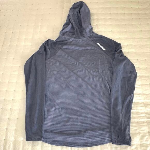 Under Armour Run ColdGear Hoodie Top Women's L | Blue Stripe Performance | EUC - Picture 2 of 10